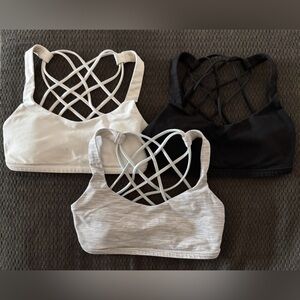 Women's Lululemon Strappy Sports Bra Set - Black, White, Gray